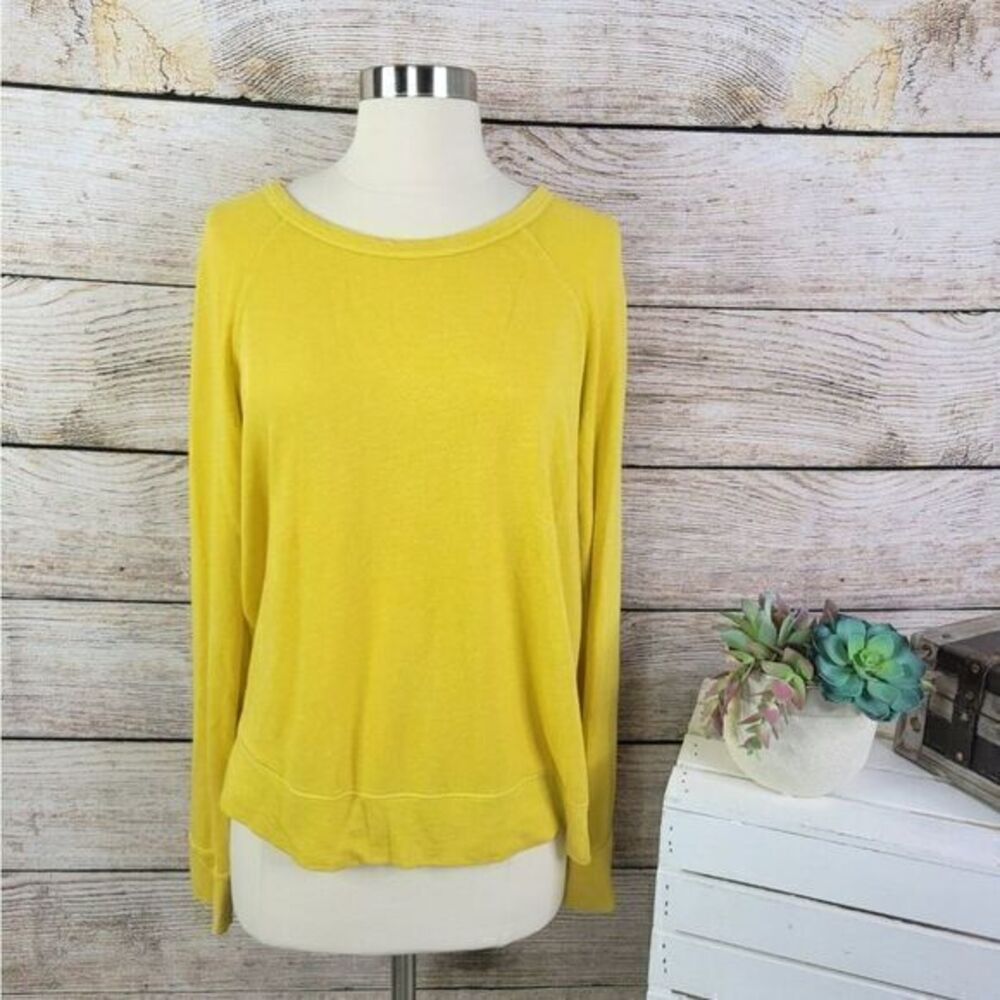Sundry Long Sleeve Crew Neck Tee Gold Yellow 2 Size Medium